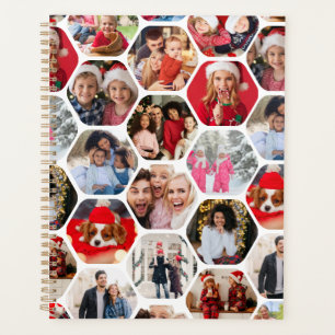 Multi Photo Collage Simple Moderne Hexagon Motif