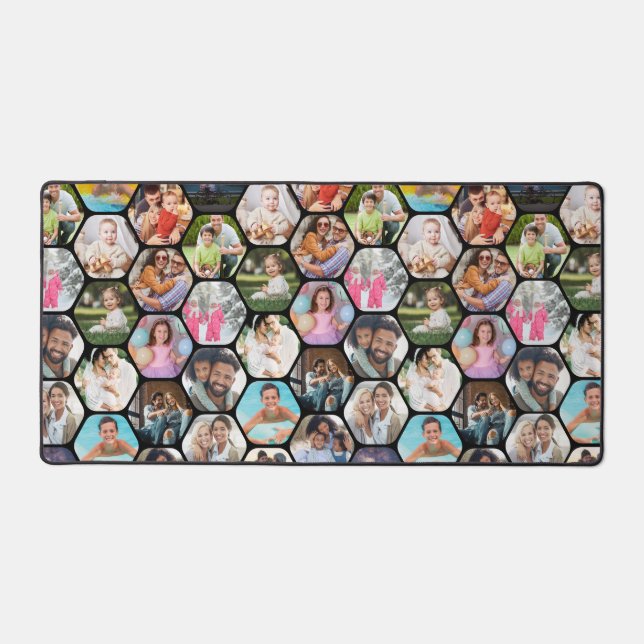 Multi Photo Collage Simple Moderne Hexagon Motif (Recto)