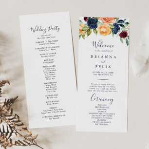 Multicolor Elegant Floral Wedding Programme
