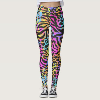 Multicolor Neon Zebra Leopard Leggings & Yoga Pant