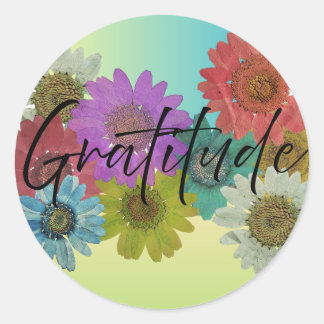 Multicolor Vintage Gratitude Sticker Floral 