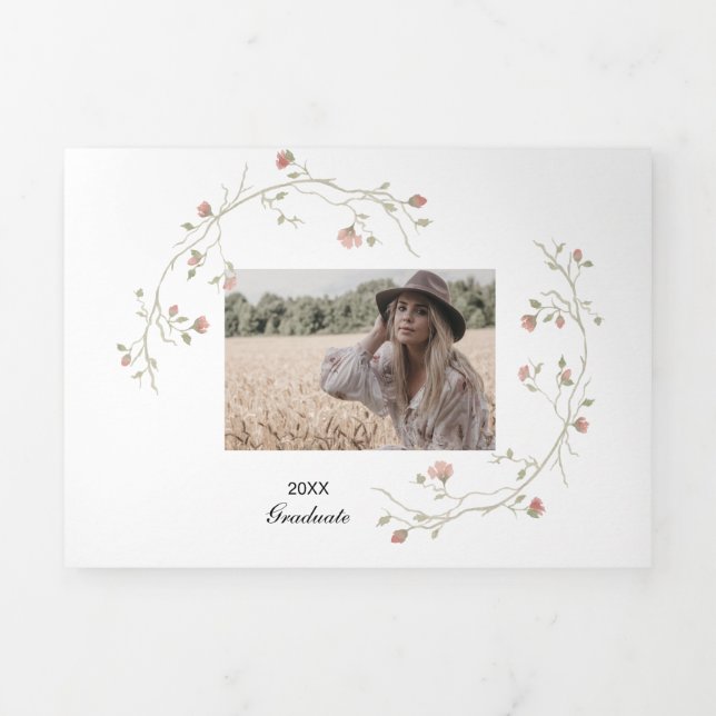 Multiphoto Boho Graduation Triple Faire-part (Page de couverture)