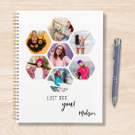 Multiphoto Collage JUSTE APRÈS VOTRE Nom Personnal<br><div class="desc">Multi Photo Collage JUST BEE You Personnalisé Name Planner dispose d'un collage photo de vos photos préférées en forme d'hexagone. Personnalisé avec votre nom et le texte "Just BEE you !" dans un script blanc moderne. Parfait pour l'anniversaire, Noël, Fête des Mères, Fête des pères, Grands-parents, frère, soeur, meilleur ami...</div>
