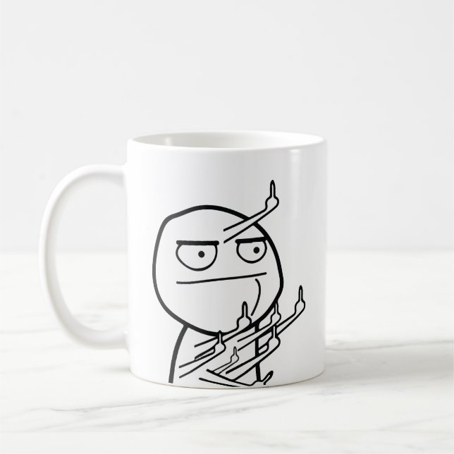 Multiple Middle Fingers Rage Face Meme Mug (Gauche)