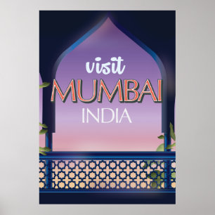 Mumbai Inde affiche de voyage de style vintage