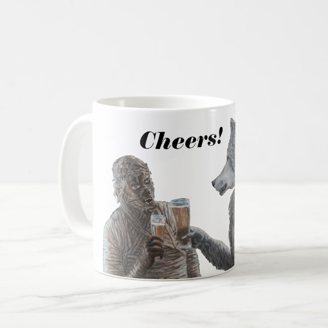 Mummy et Werewolf Boire de la bière brille Mug (Devant gauche)