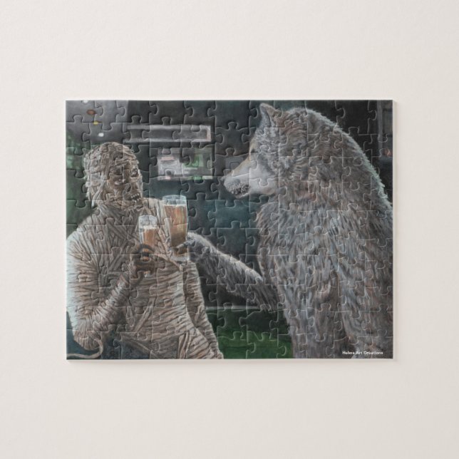 Mummy et Werewolf Boire un petit Imaginaire Puzzle (Horizontal)