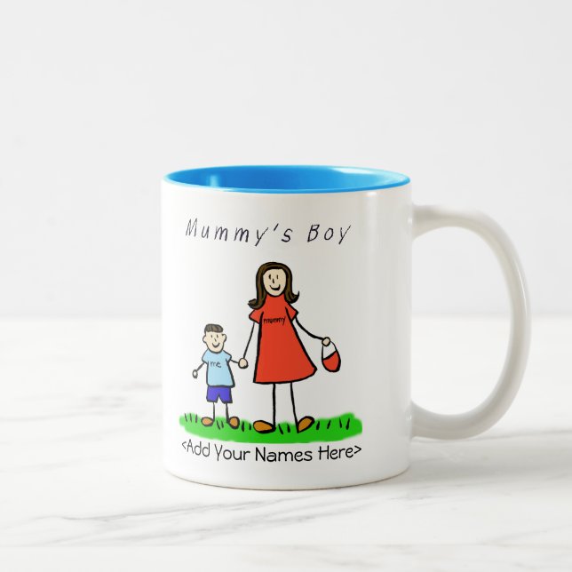 Mummy's Boy - Brunette Mère & Fils Custom Mug (Droit)
