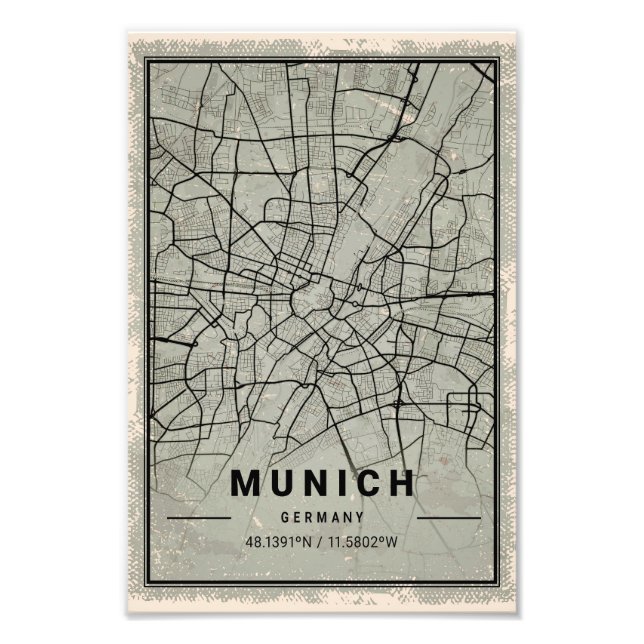 Munich germany map print poster canvas (Devant)