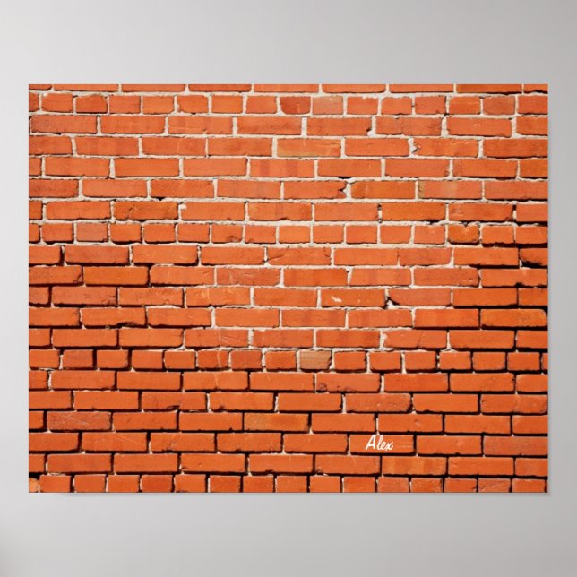 Mur de briques avec votre nom sur elle Poster rect (Devant)