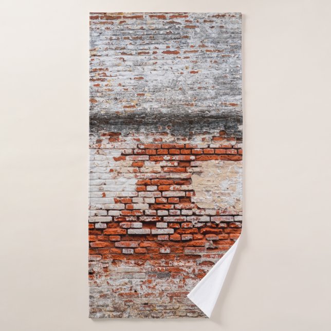  mur de briques sur la route abandonnée, abstraite (Serviette de bain)
