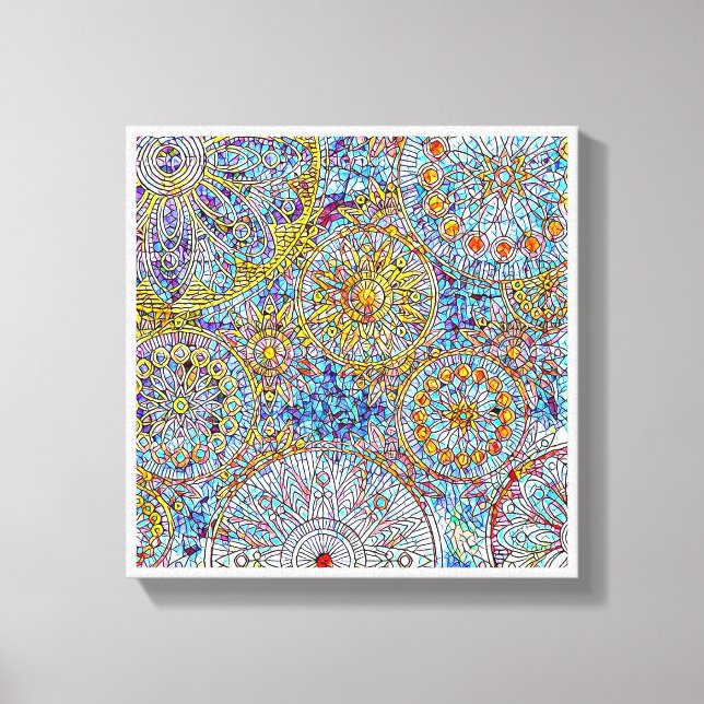 Mur en toile bleu et jaune Art 12 po x 12 po, 1,5  (Recto)