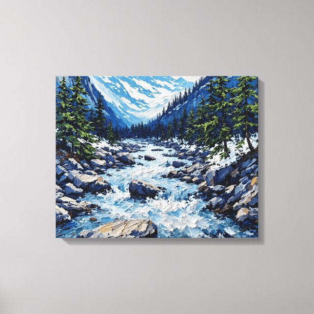 Mur en toile enveloppée de Mountain River Stream P (Recto)