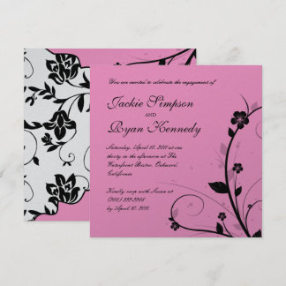 Mur floral Faire-part de mariage d'argent noir ros