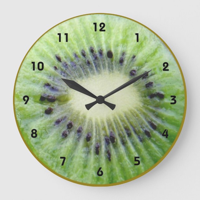 Mur Kiwi vert Horloge avec chiffres (Recto)