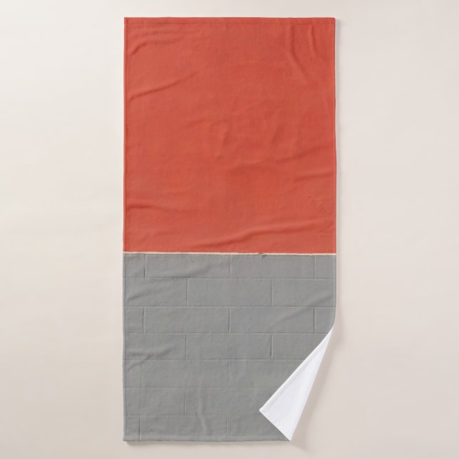 Mur peint en gris et orange (Serviette de bain)
