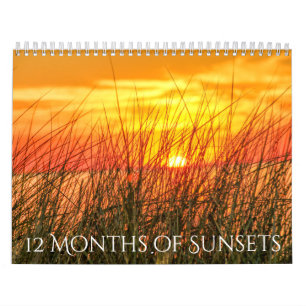 Mural 12 mois de calendrier de couchers du soleil