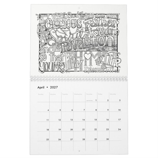 Mural 2018 écritures saintes de coloration de CALENDRIER (Apr 2027)