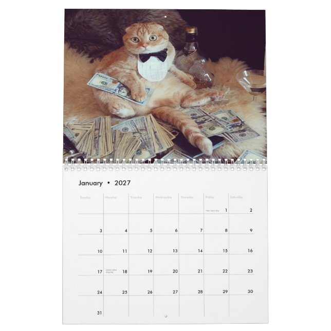 Mural Animaux dans le calendrier des cravates d'arc 2015 (Jan 2027)
