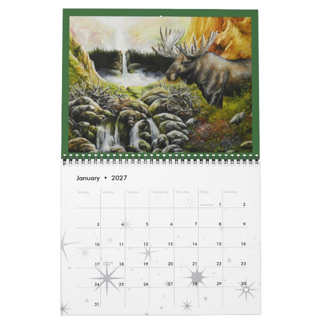 Mural Art du calendrier de l'art de la faune Art par Dav (Jan 2027)