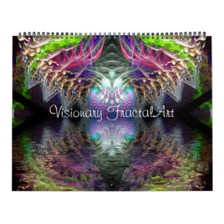 Mural Art fractal visionnaire Calendrier 12 mois
