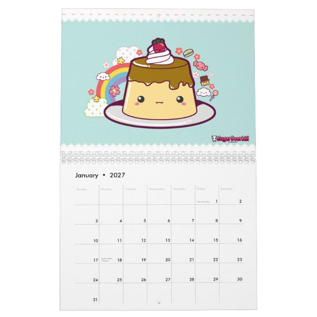 Mural Attaque de nourriture de Kawaii ! Calendrier 2010 (Jan 2027)