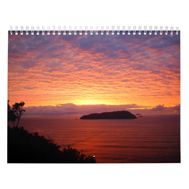 Mural Beau calendrier Couchers de soleil des océans (Protection)