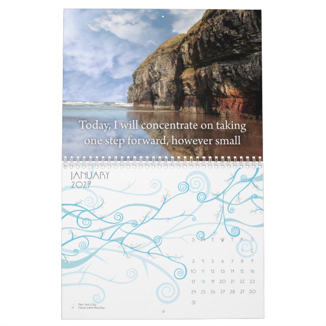 Mural Belles images avec le calendrier d'affirmations (Jan 2027)