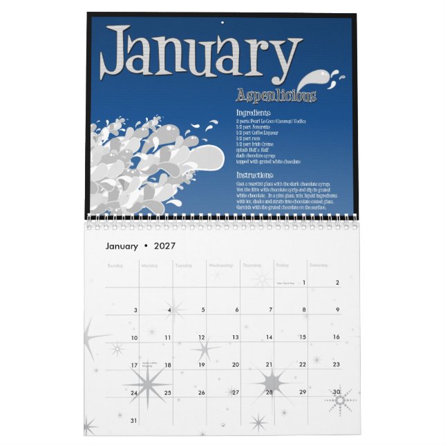 Mural Boisson 2009 du calendrier de mois (Jan 2027)