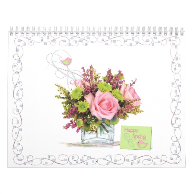 Mural Bouquet de fleur et calendrier mensuels de carte (Protection)