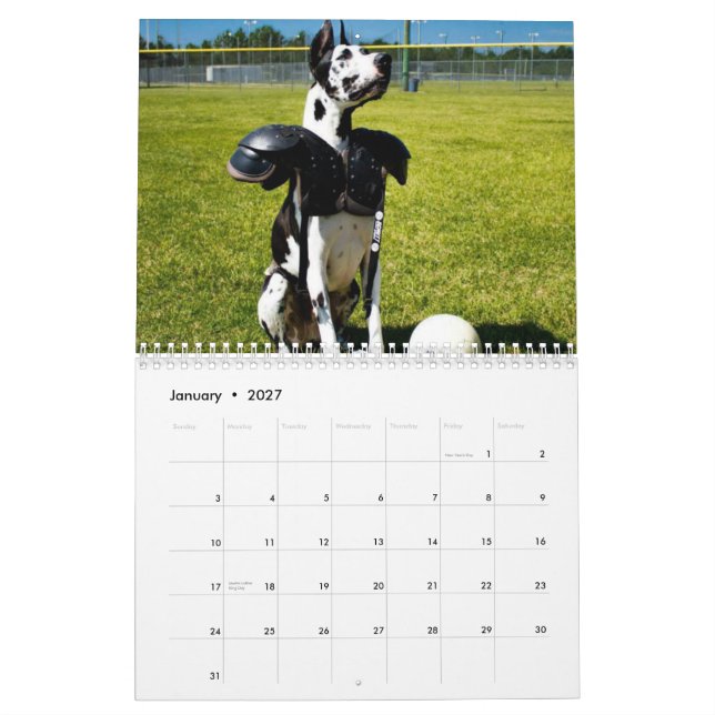 Mural Bouteur le calendrier de chien de thérapie (Jan 2027)
