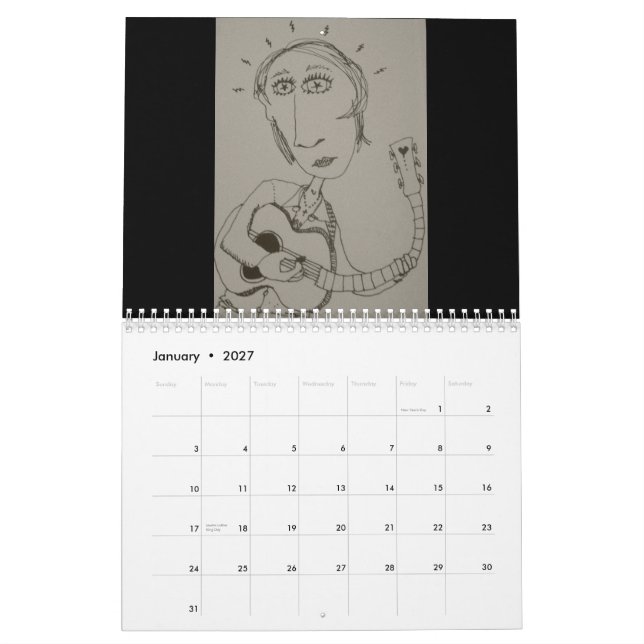 Mural Calendrier 2008 de musique et d'art de Chris (Jan 2027)