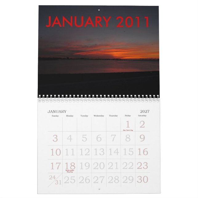 MURAL CALENDRIER 2011 DES IMAGES DE LEVER DE SOLEIL (Jan 2027)