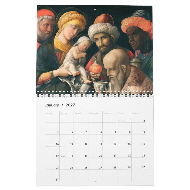Mural Calendrier 2012 de chefs d'oeuvre d'art du Christ (Jan 2027)