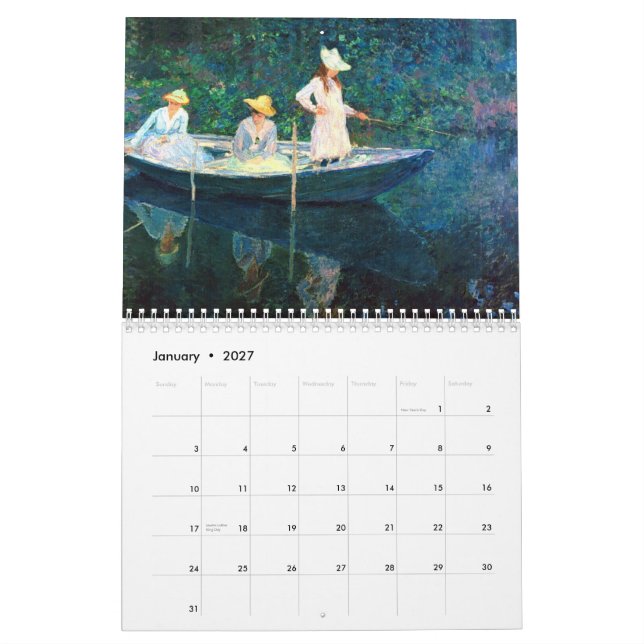 Mural Calendrier 2013 d'art de femmes de Monets (Jan 2027)