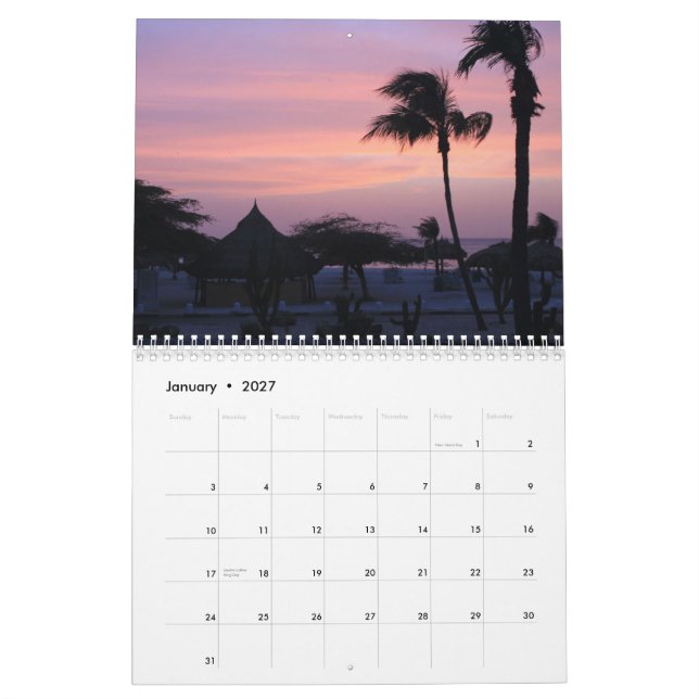 Mural Calendrier 2015 d'Aruba (Jan 2027)
