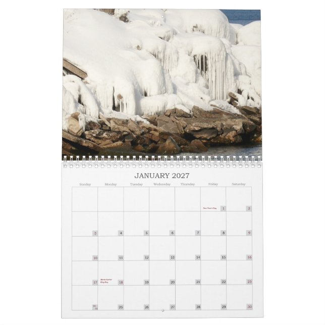 Mural Calendrier 2015 des rivages de Marquette MI (Jan 2027)