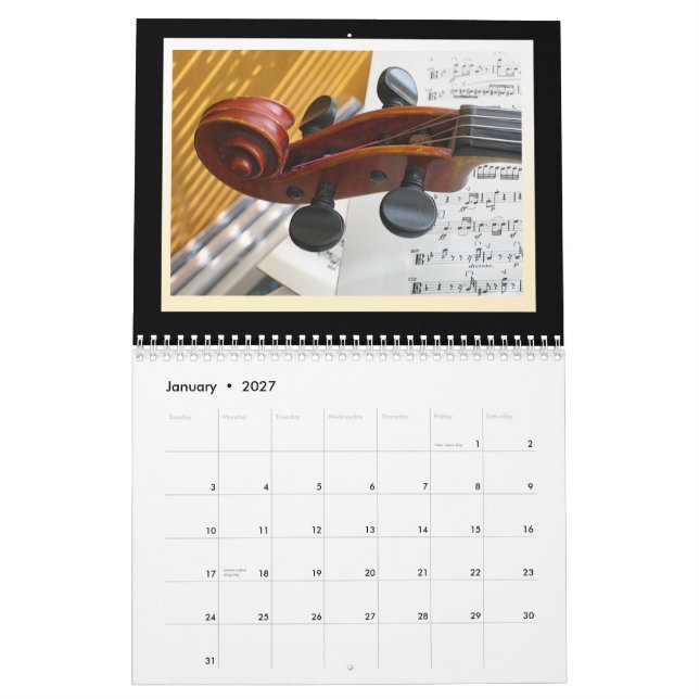 Mural Calendrier 2015 d'instrument de musique (Jan 2027)
