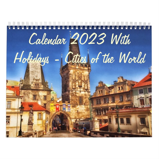 Mural Calendrier 2023 Avec Vacances - Villes du Monde (Protection)