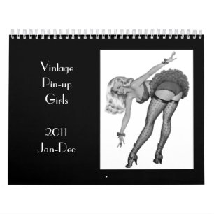 Mural Calendrier 4 Filles Vintage Pin-up 2011 Jan-Déc