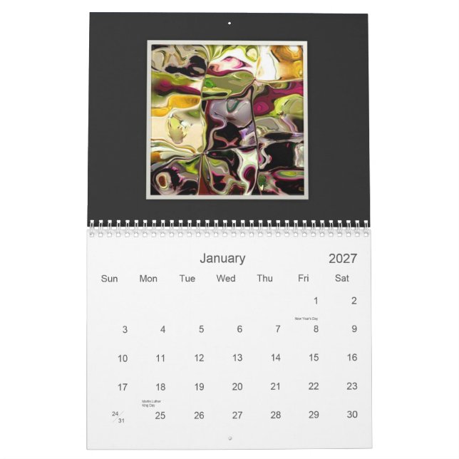Mural Calendrier abstrait 2012 de collection d'ArtSylvia (Jan 2027)