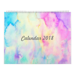 Mural Calendrier abstrait de paysage d'aquarelle, grand