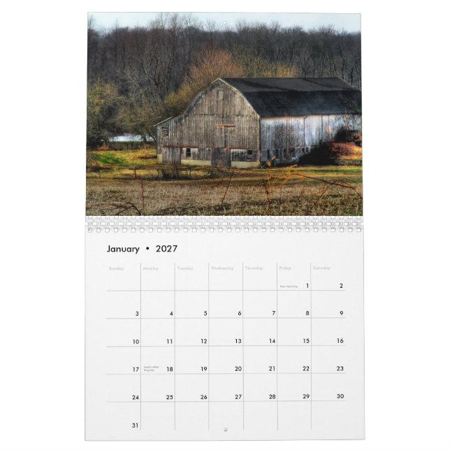 Mural Calendrier amish des granges 2013 de pays (Jan 2027)