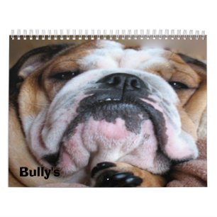 Mural calendrier anglais de bouledogue