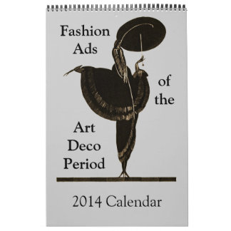 Mural Calendrier Art Déco de la mode vintage 2014