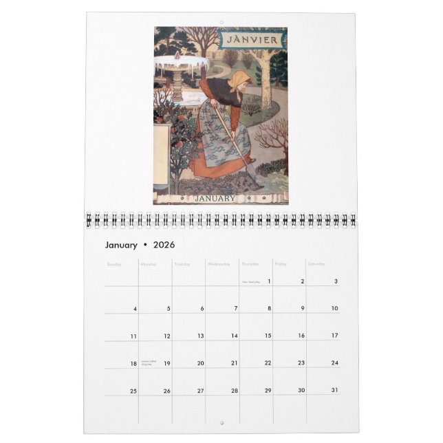 Mural Calendrier Art nouveau 2015 : Un compagnon de jard (Jan 2026)