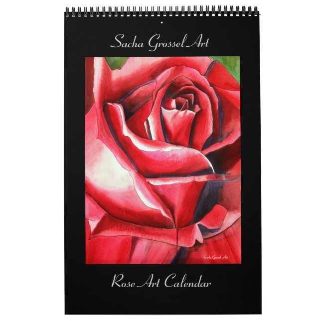 Mural Calendrier artistique Rose aquarelle par Sacha Gro (Protection)