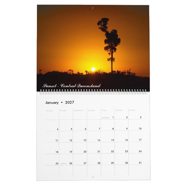 Mural Calendrier australien du coucher de soleil 2018 (Jan 2027)