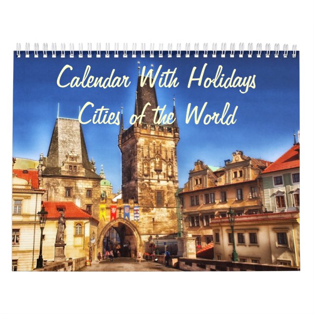 Mural Calendrier Avec Vacances - Villes du Monde (Protection)