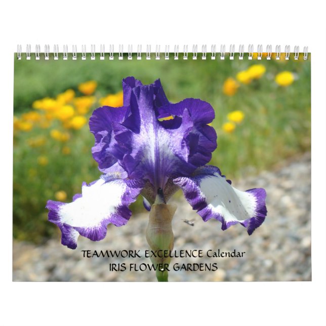 Mural CALENDRIER CADEAU DE BUREAU Fleurs d'Iris Équipe! (Protection)
